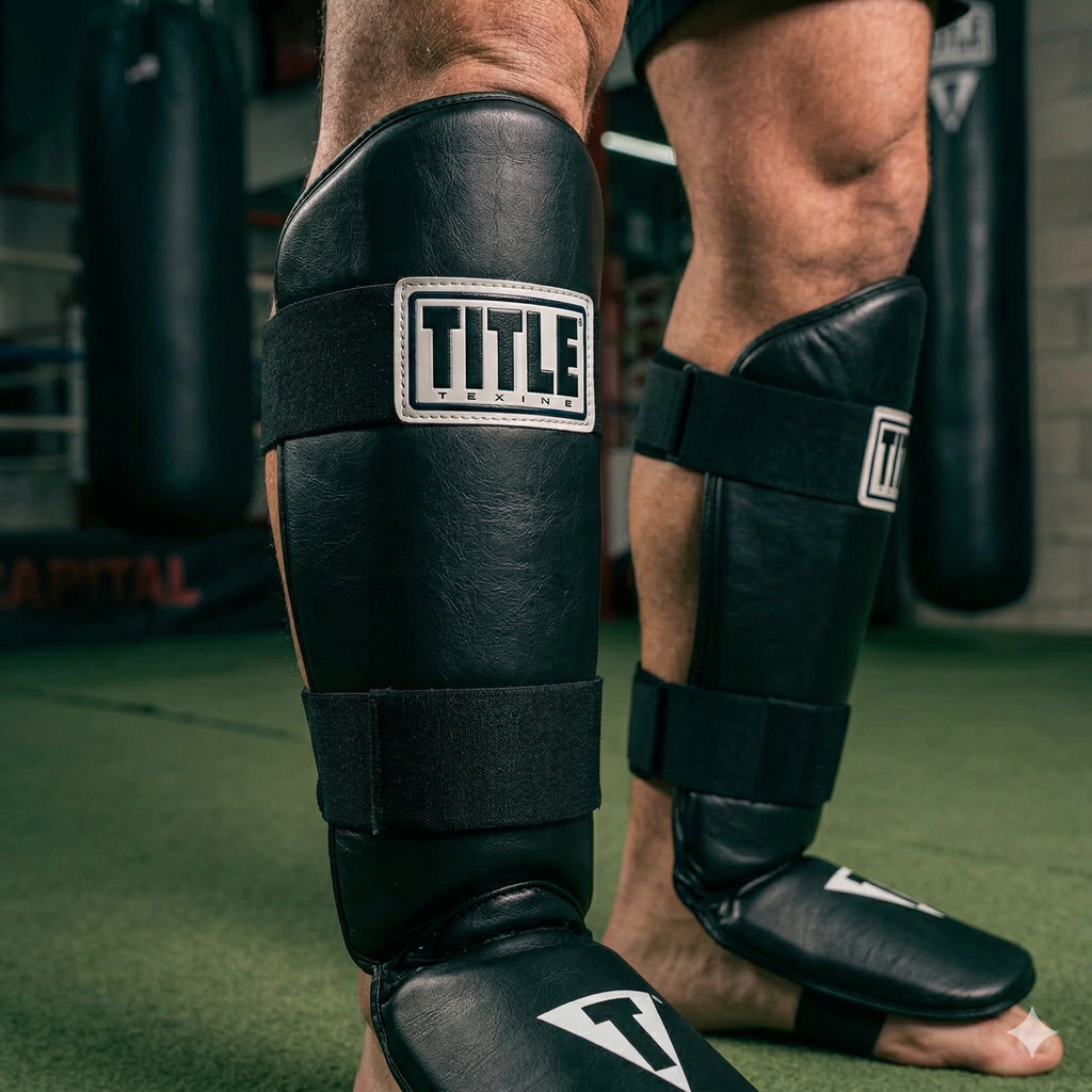 Espinilleras Muay Thai Mma Kick Boxing Empeine Negro Title