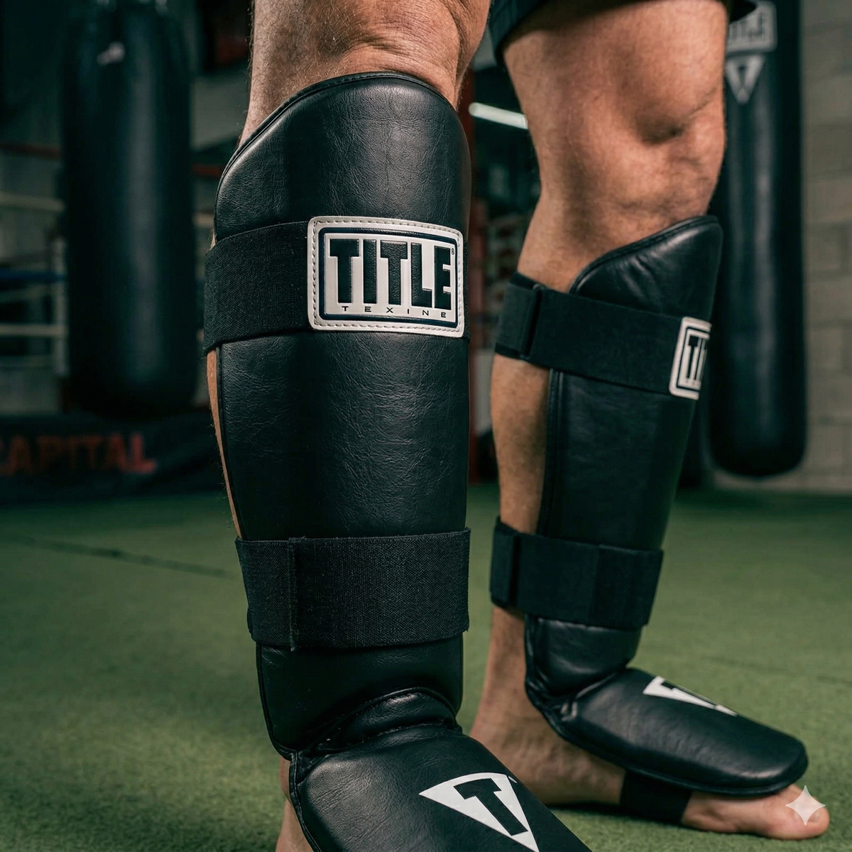 Espinilleras Muay Thai Mma Kick Boxing Empeine Negro Title